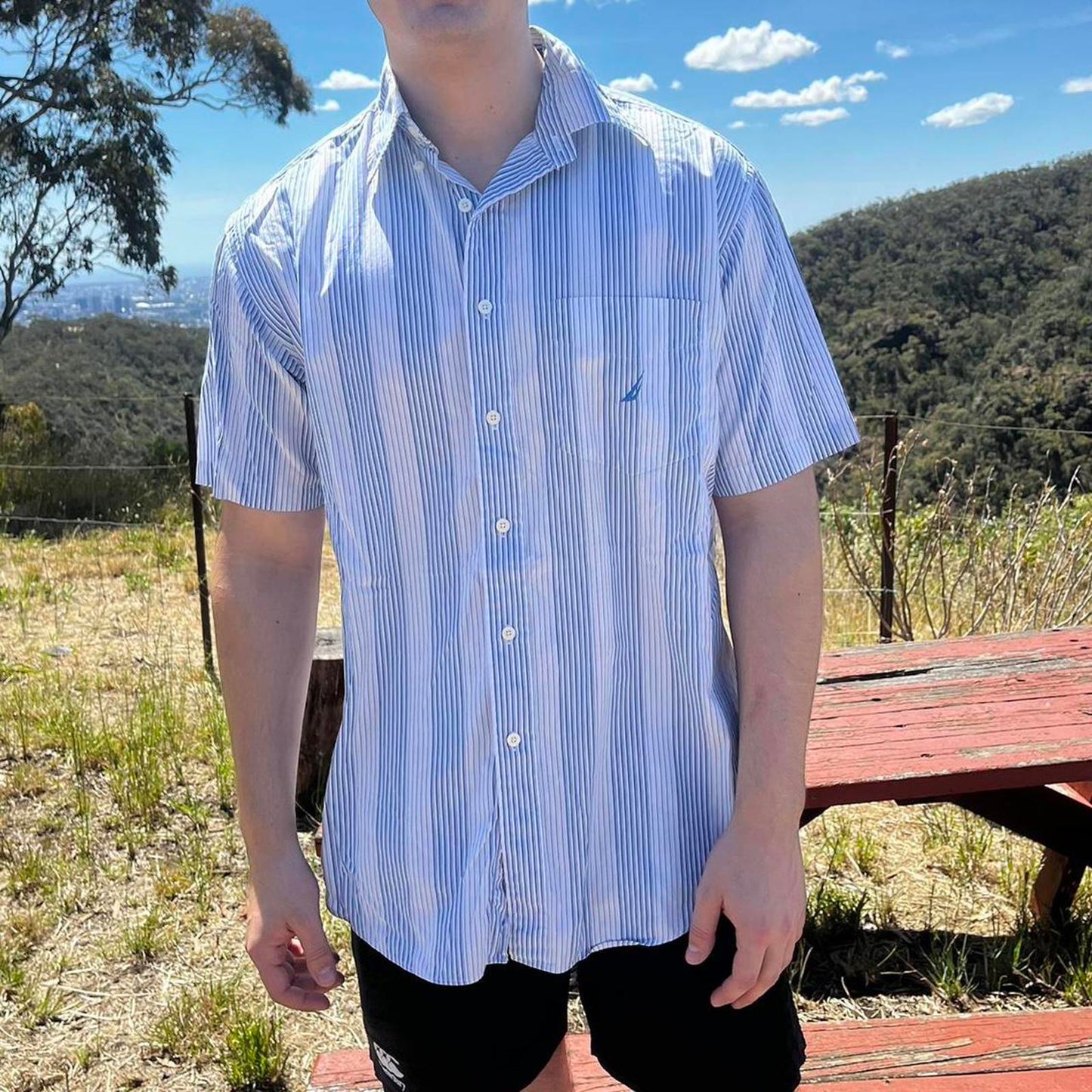 nautica short sleeved button-up shirt