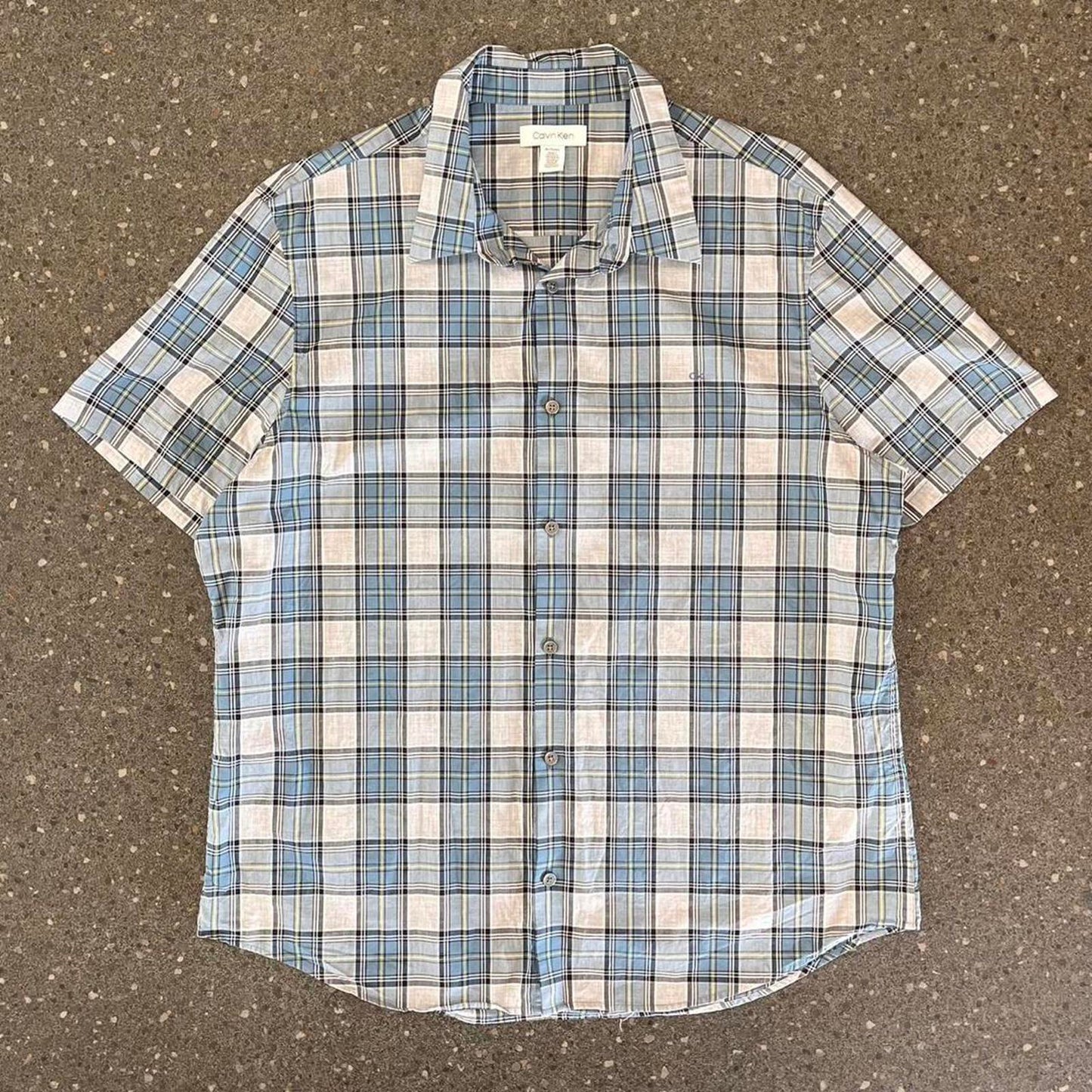 calvin klein short sleeved button up shirt