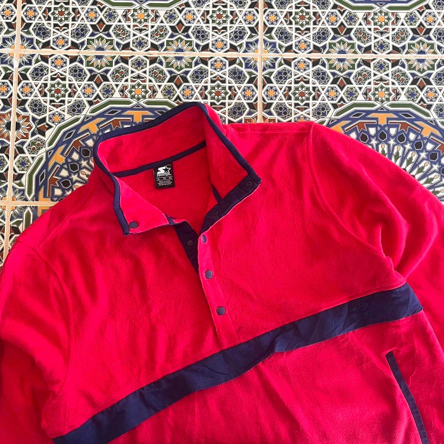 starter fleece 1/4 button up jumper