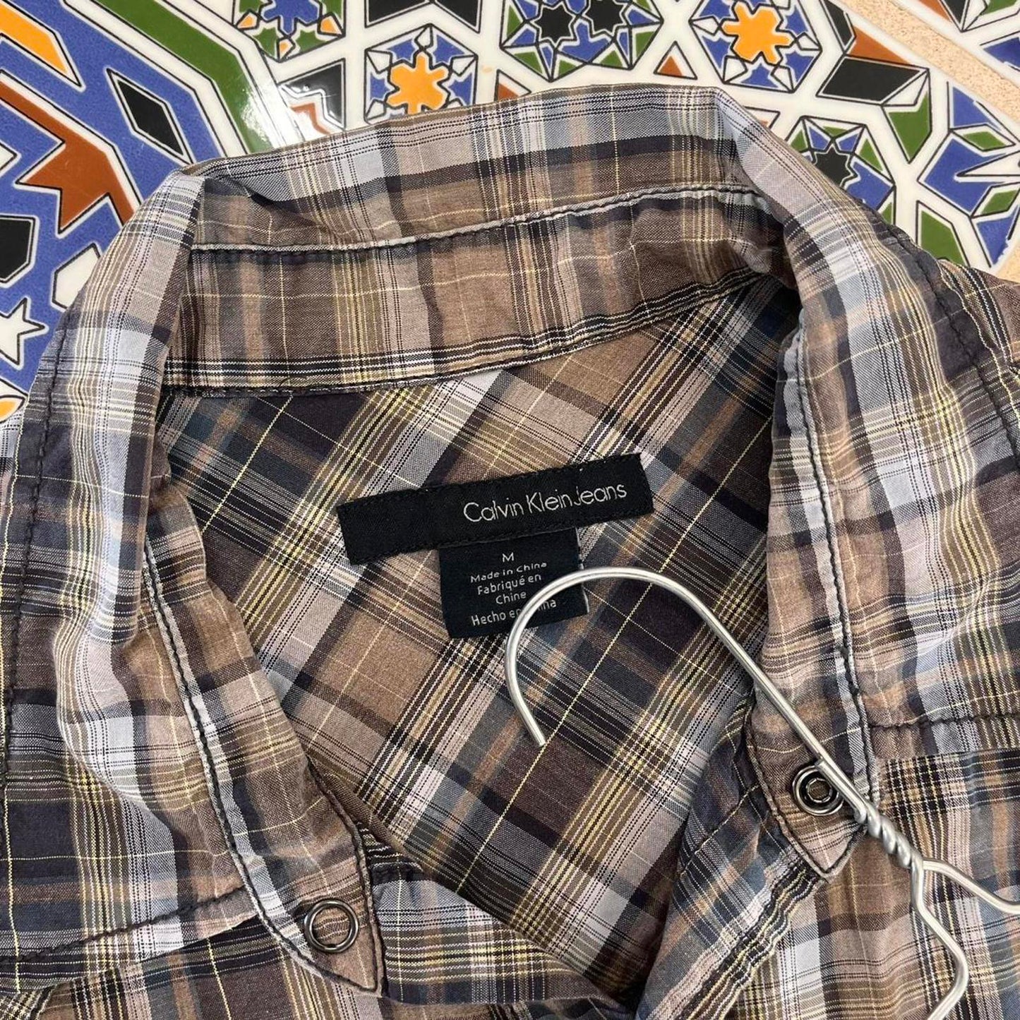 calvin klein jeans short sleeved button up shirt