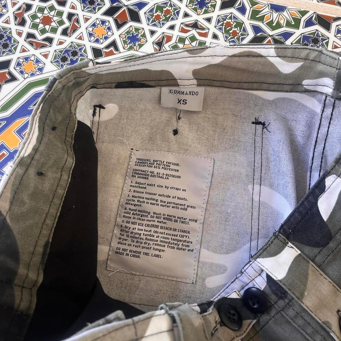 commando australia camouflage cargo pants