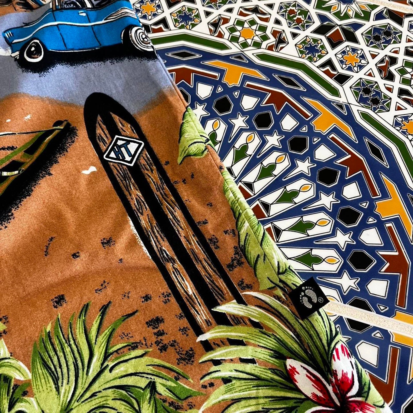 Hang ten all over graphic short sleeved button up shirt