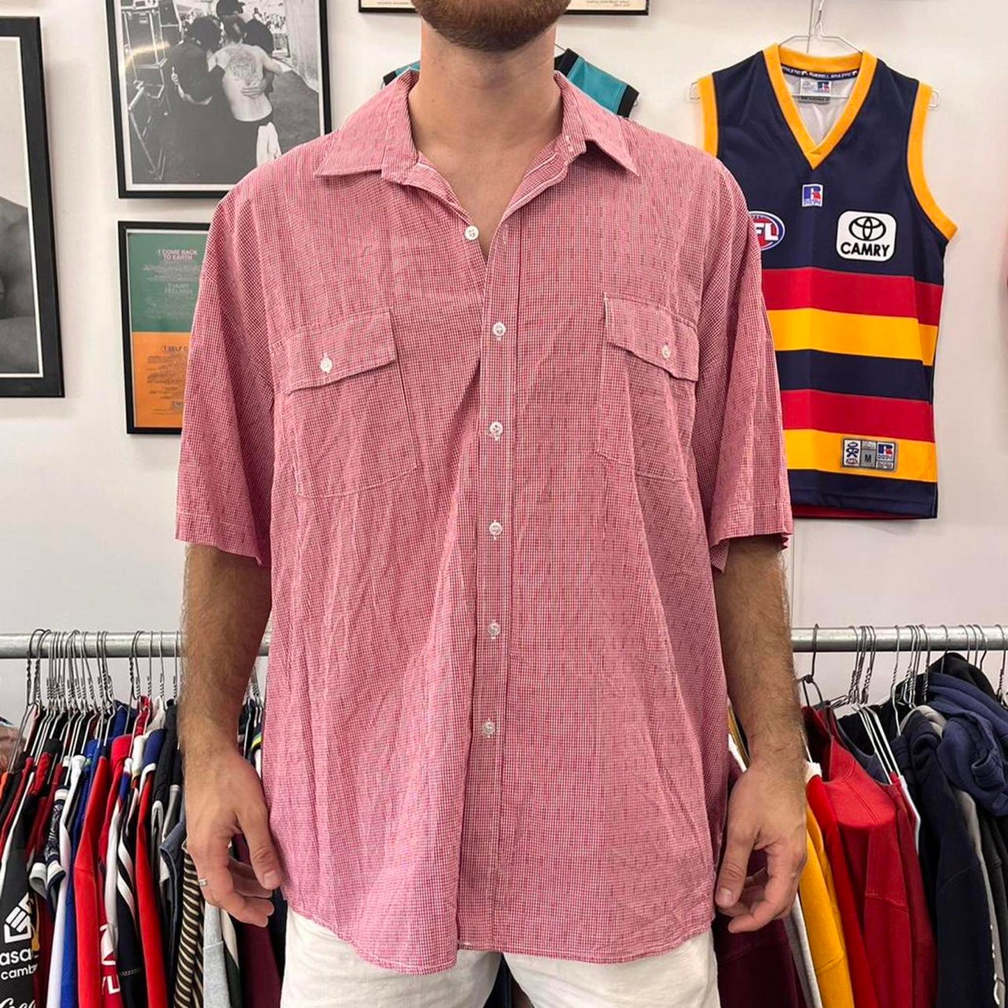 koala blue short sleeved button up shirt