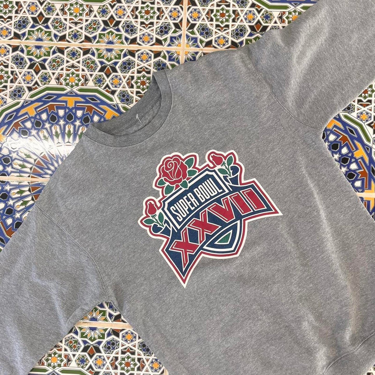 grey mitchell and ness super bowl 27 throwback sweathsirt
