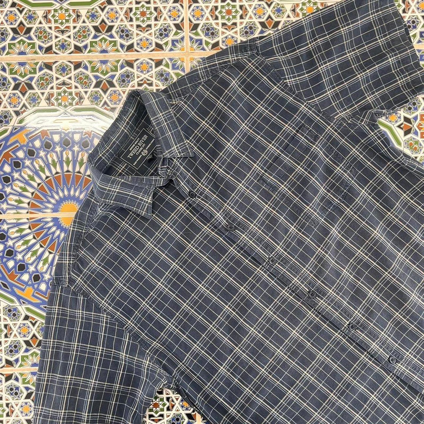 tweed river short sleeved button up shirt