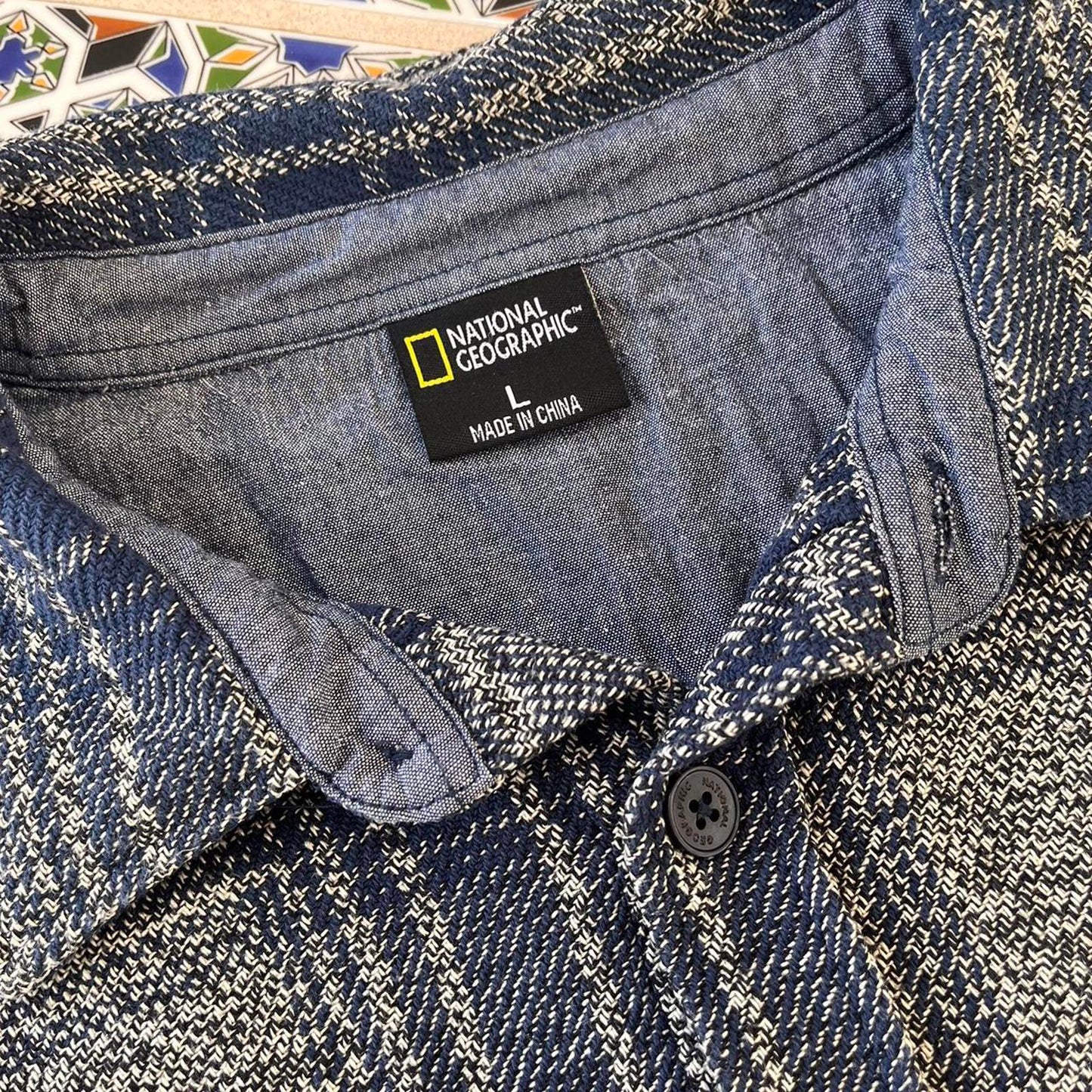 national geographic button up flannel shirt