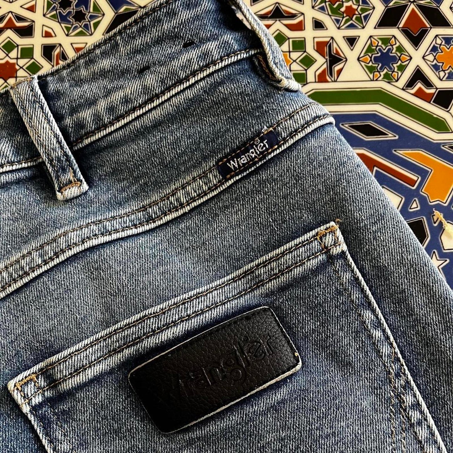 wrangler straight cut denim jeans