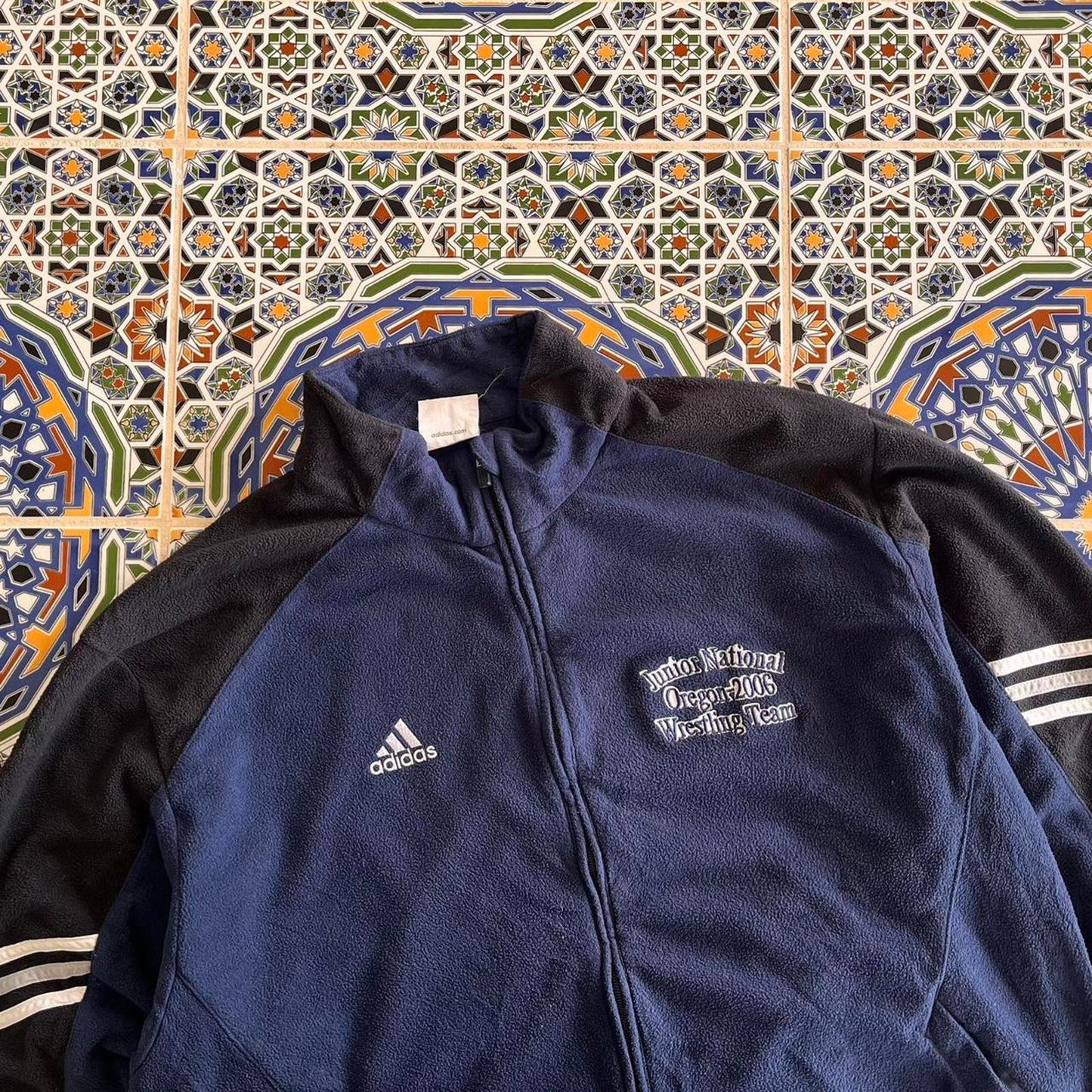 Adidas wrestling fleece sweater jacket