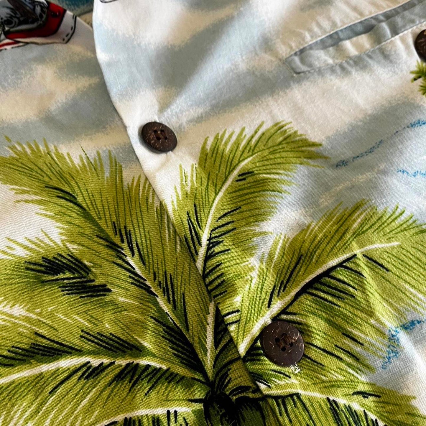 Hang ten all over graphic short sleeved button up shirt