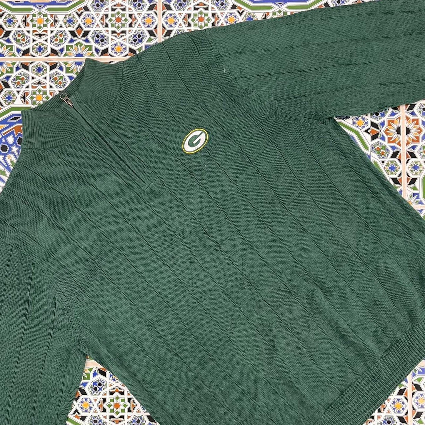 green bay packers cardigan quarter zip jumper