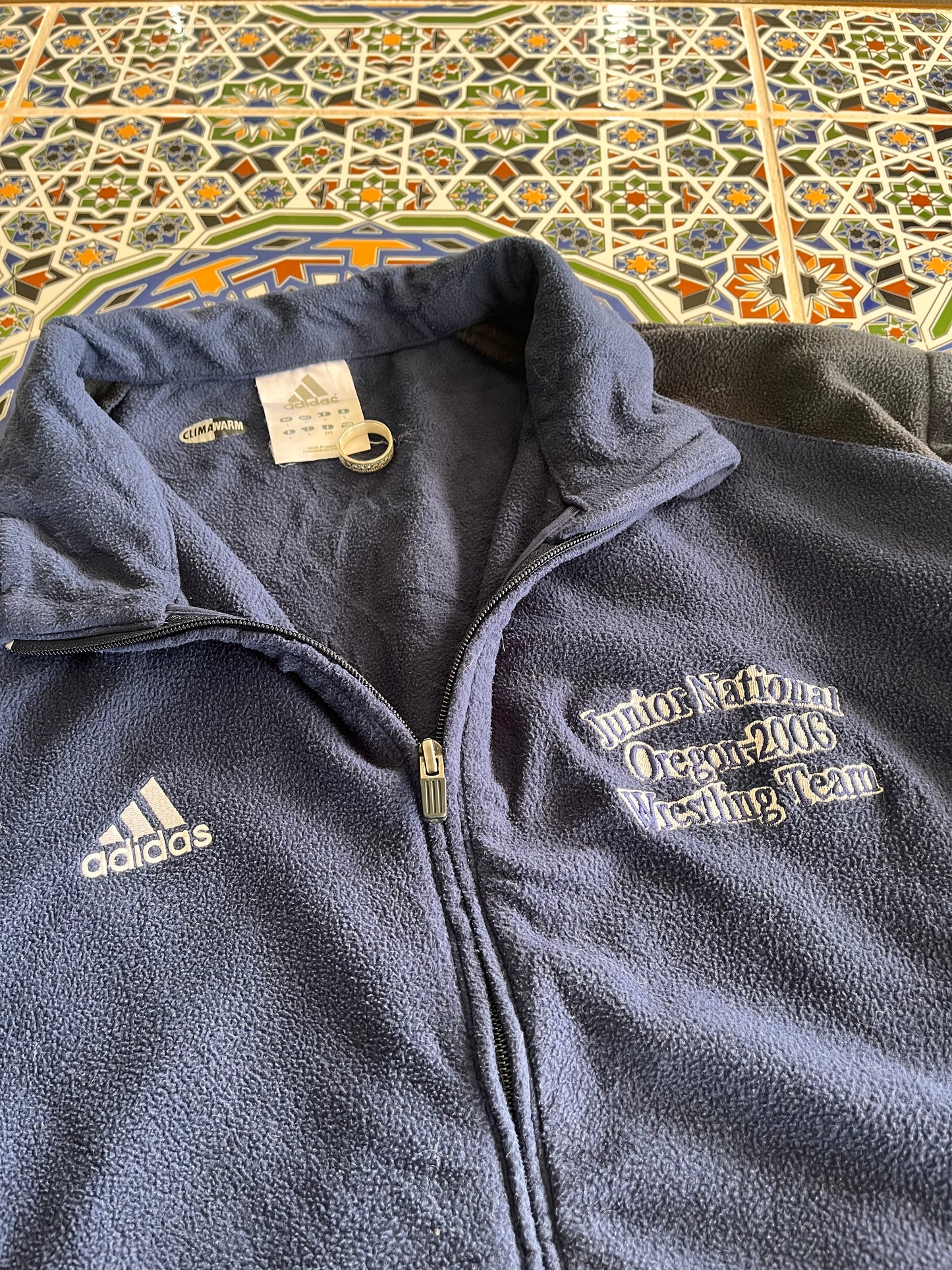 L Adidas 2006 Oregon wrestling team fleece jacket