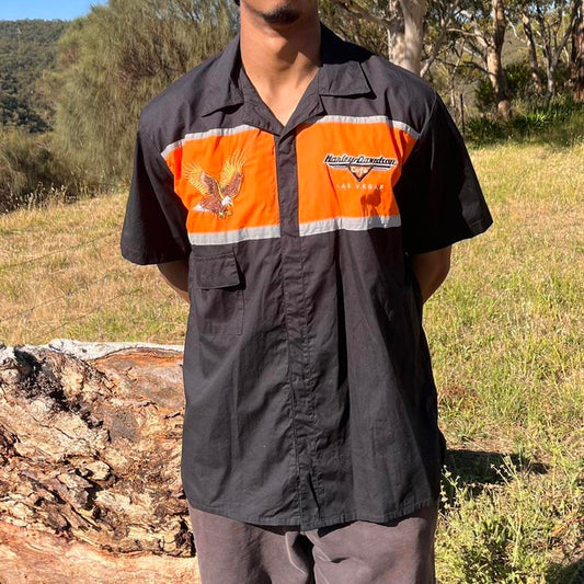 Harley davidson short sleeved button up shirt