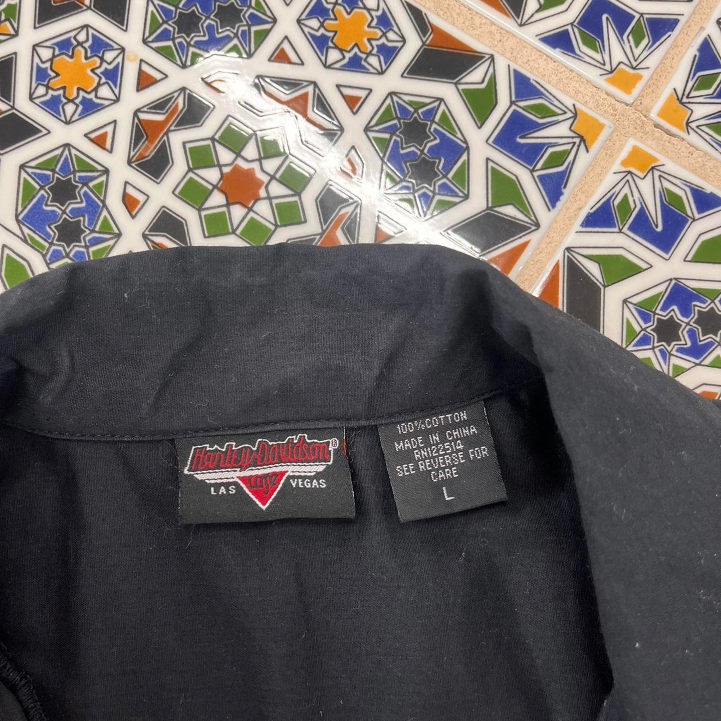 Harley davidson short sleeved button up shirt