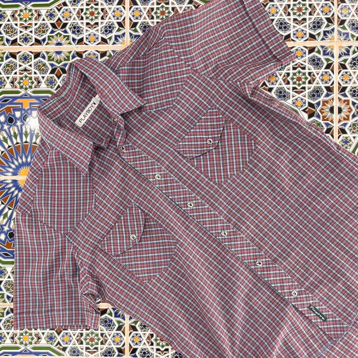 playboy short sleeved button up shirt