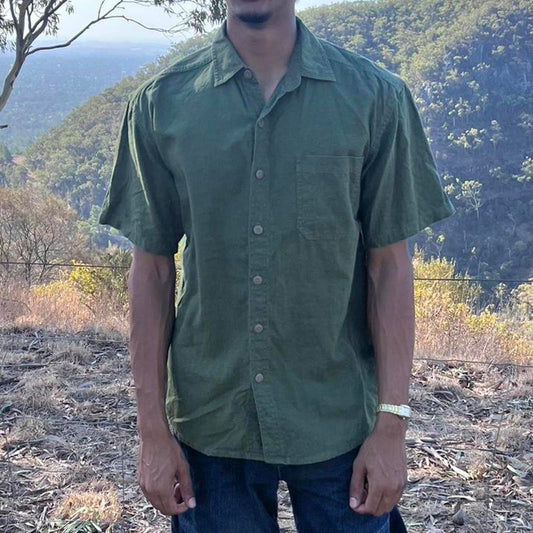 hemp short sleeved button up shirt