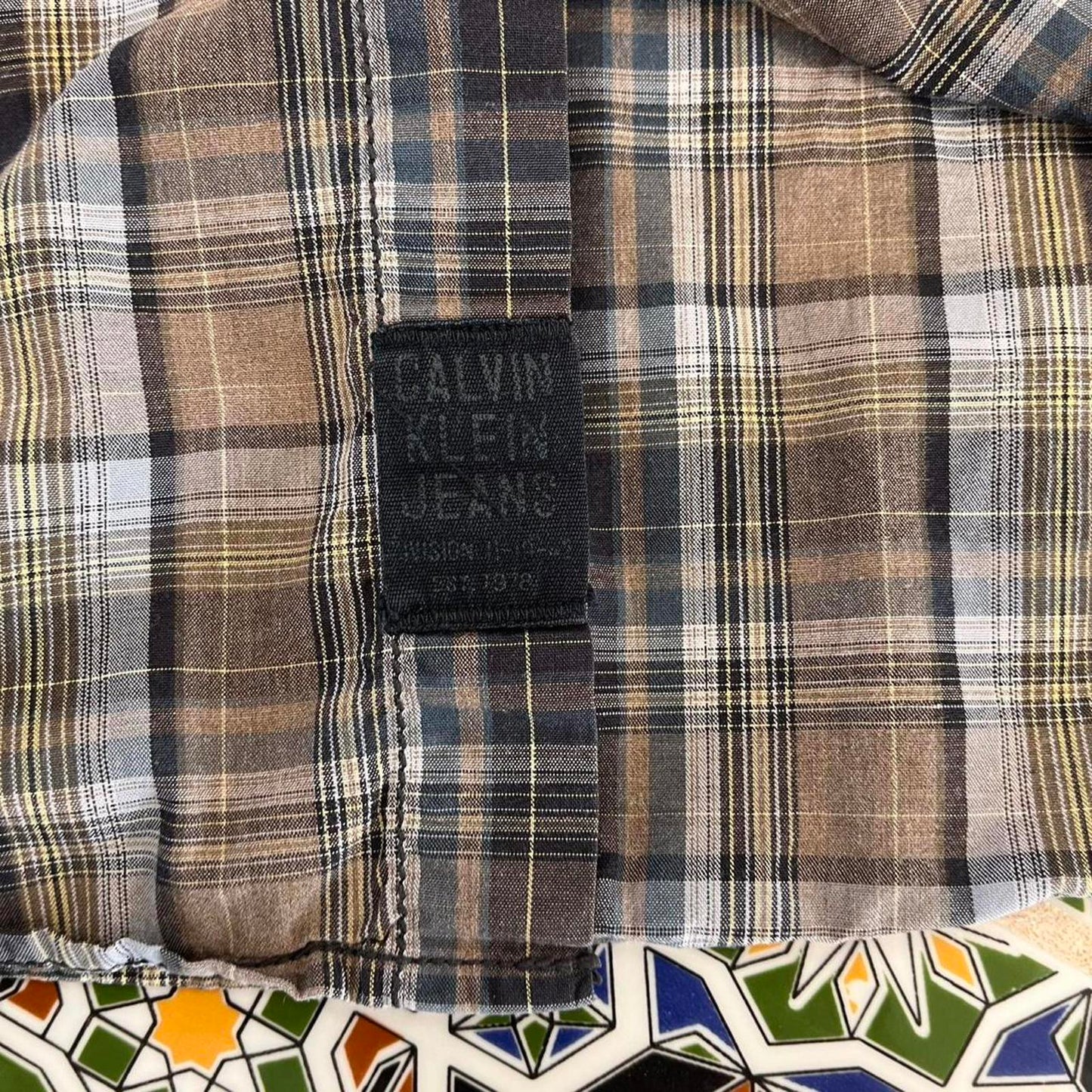 calvin klein jeans short sleeved button up shirt