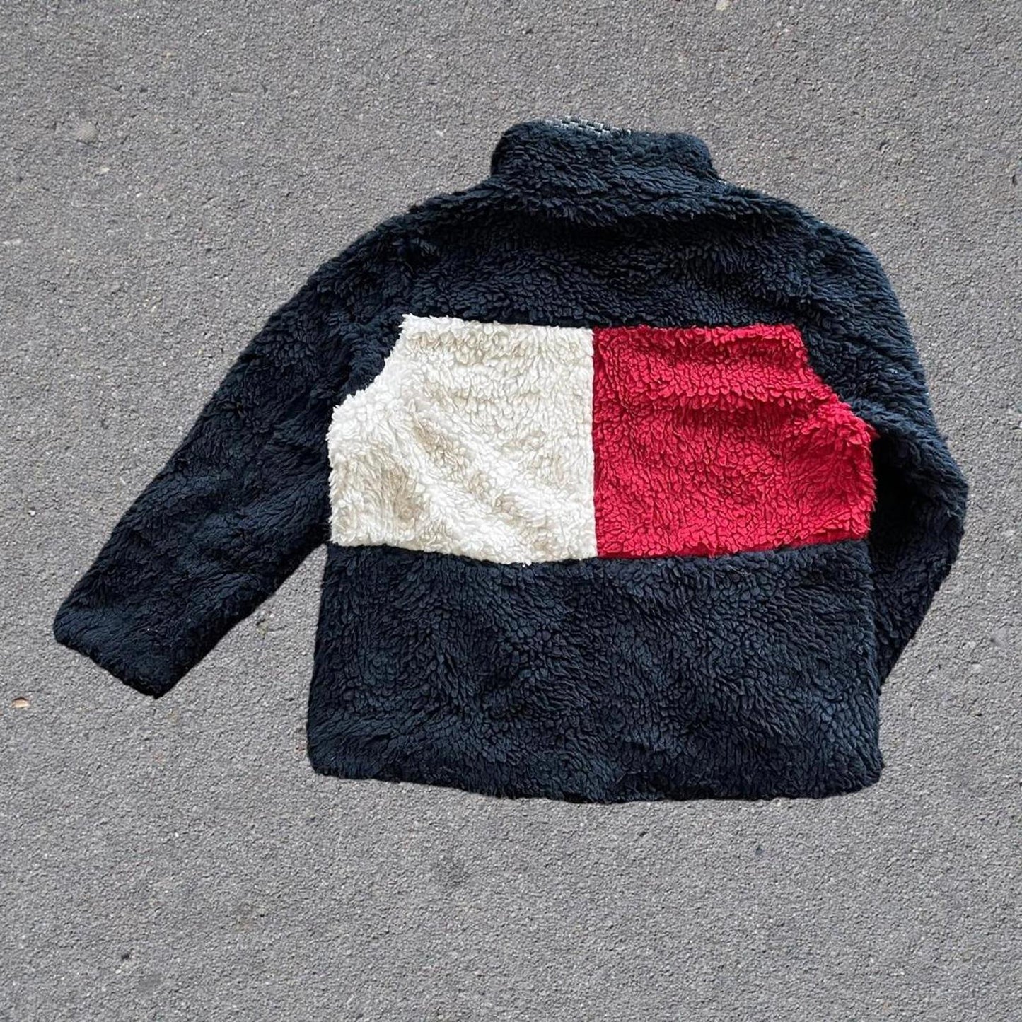 fluffy fleece tommy hilfiger sweater jacket