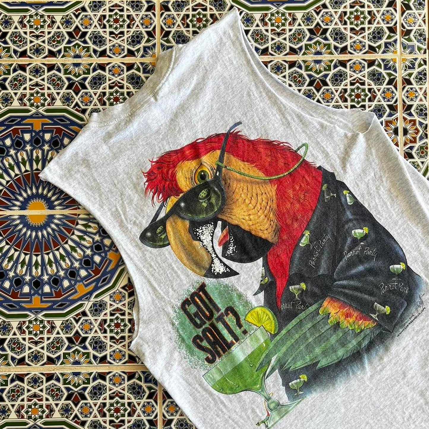 “Got salt? Party parrot” Caribbean soul tank top