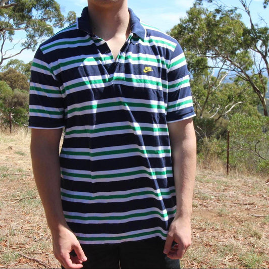 horizontal stripped Nike polo