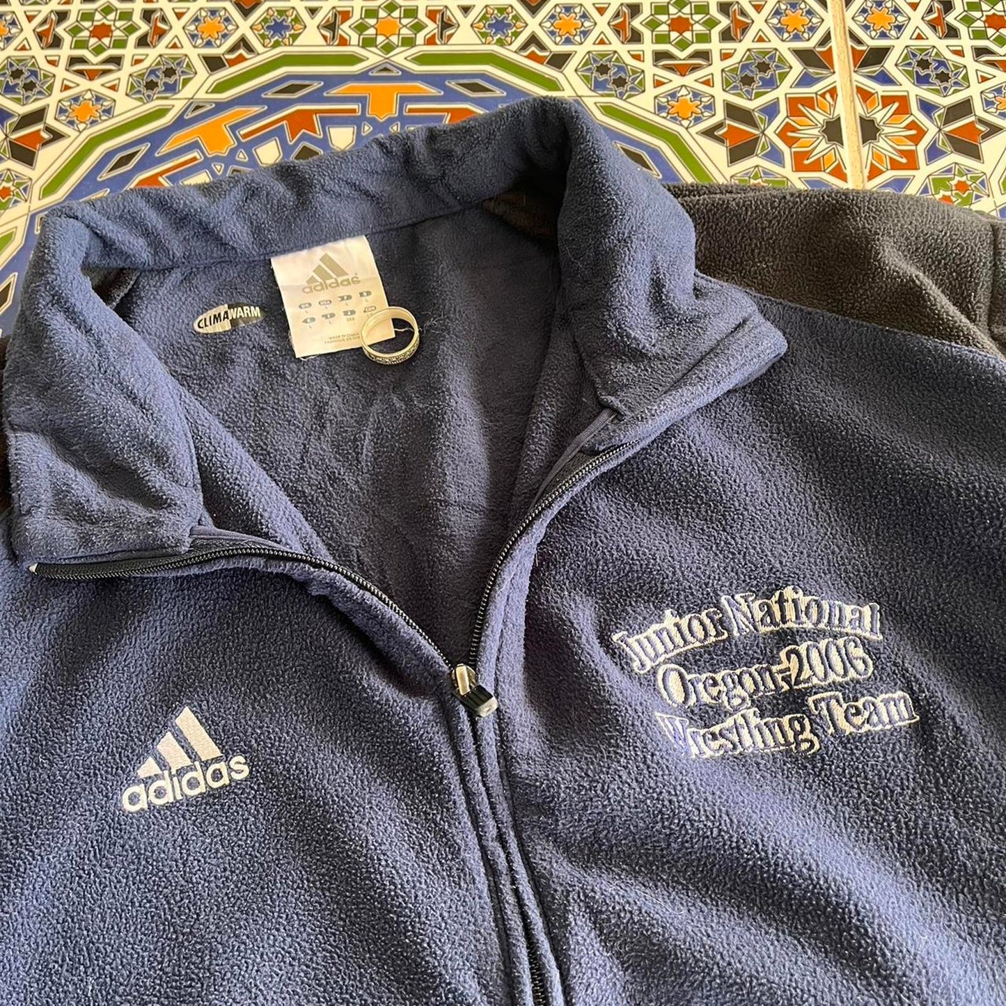 Adidas wrestling fleece sweater jacket