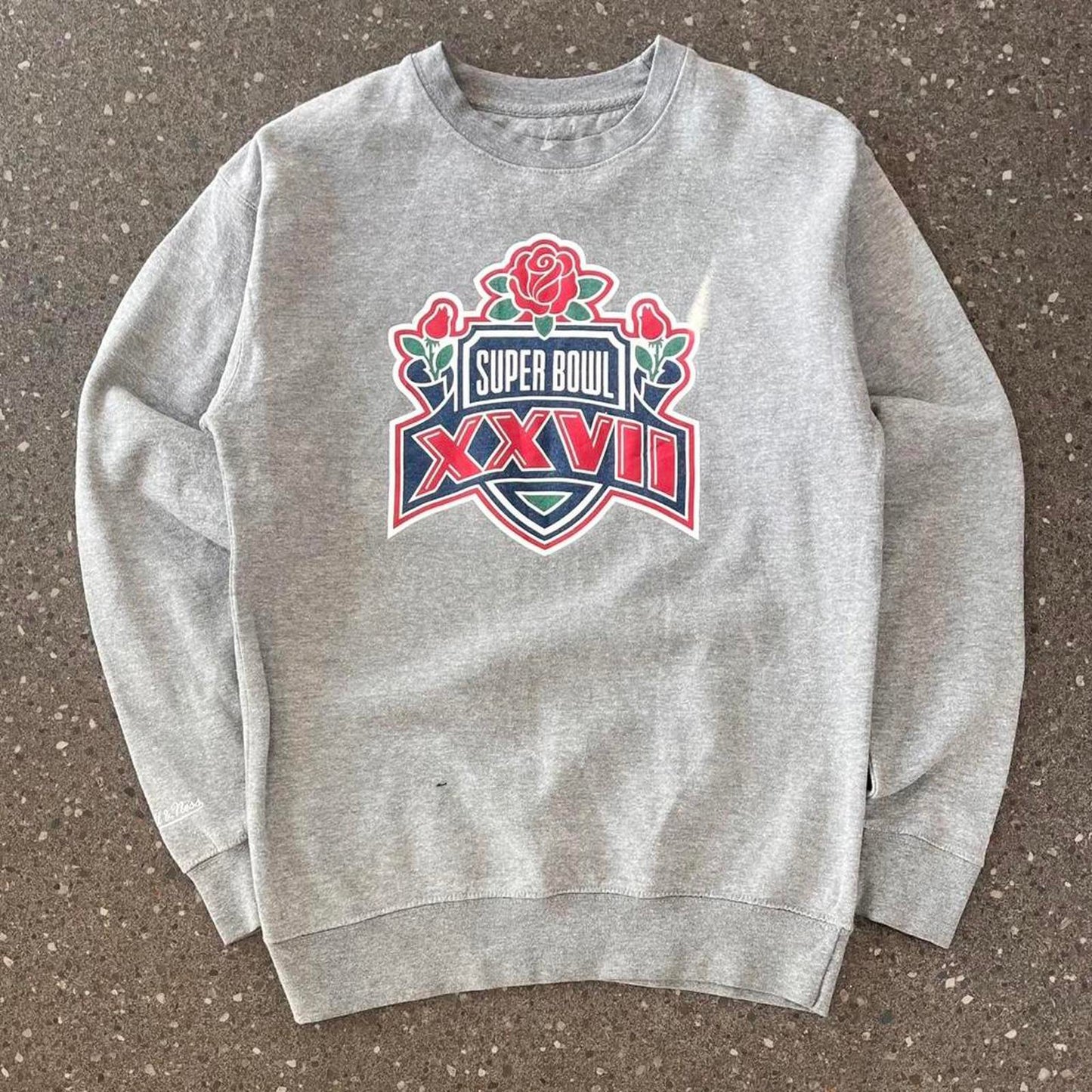 grey mitchell and ness super bowl 27 throwback sweathsirt