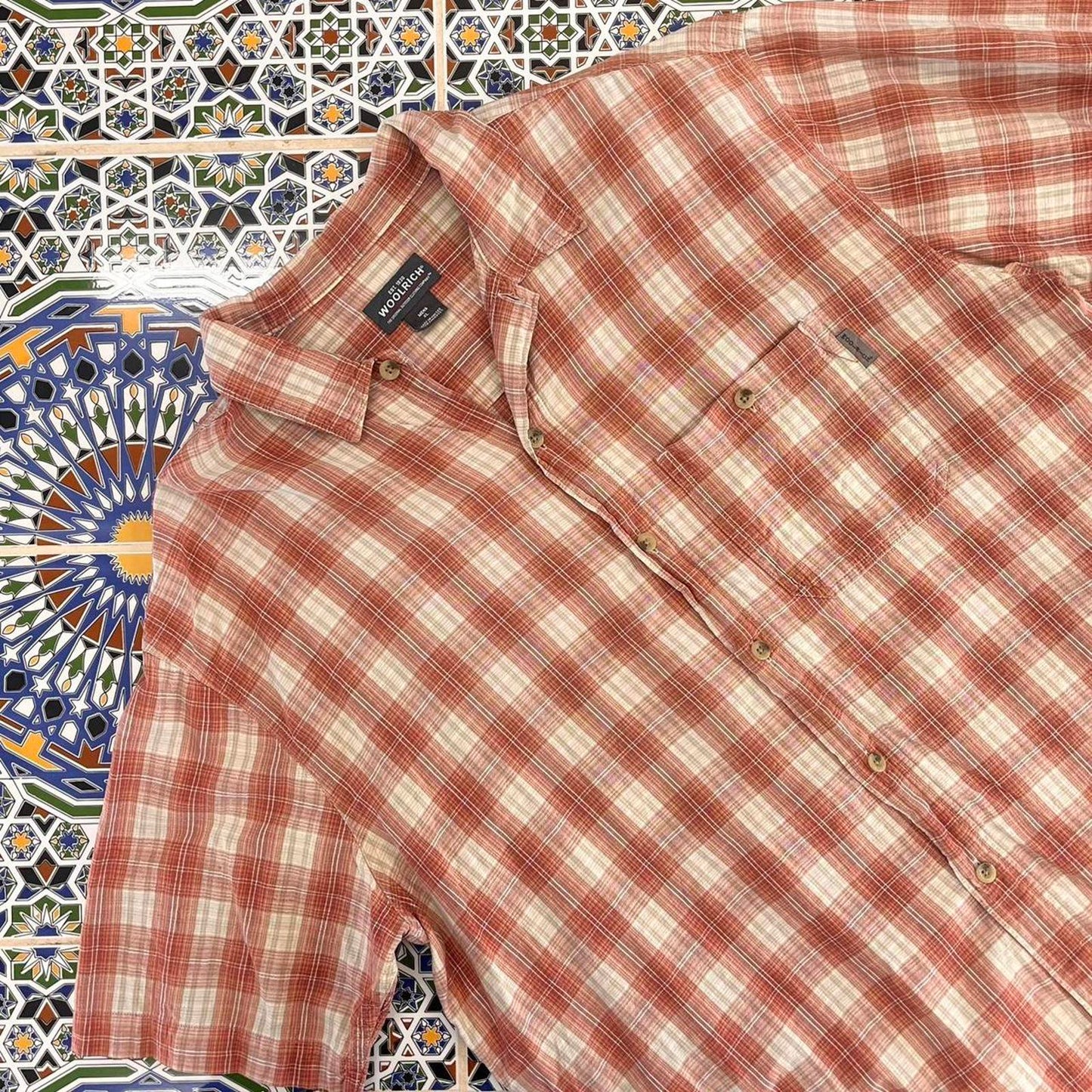 woolrich short sleeved button up shirt