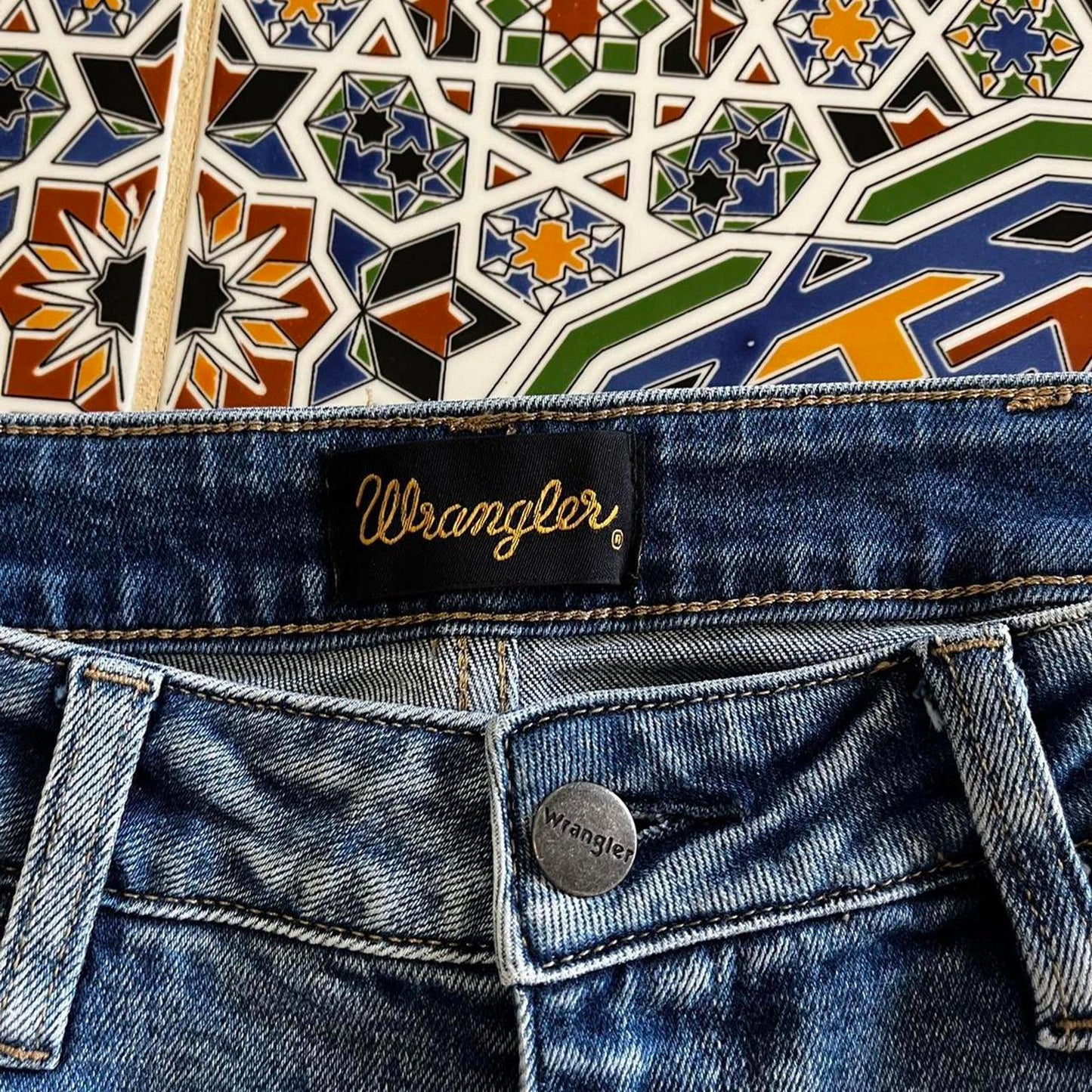 wrangler straight cut denim jeans