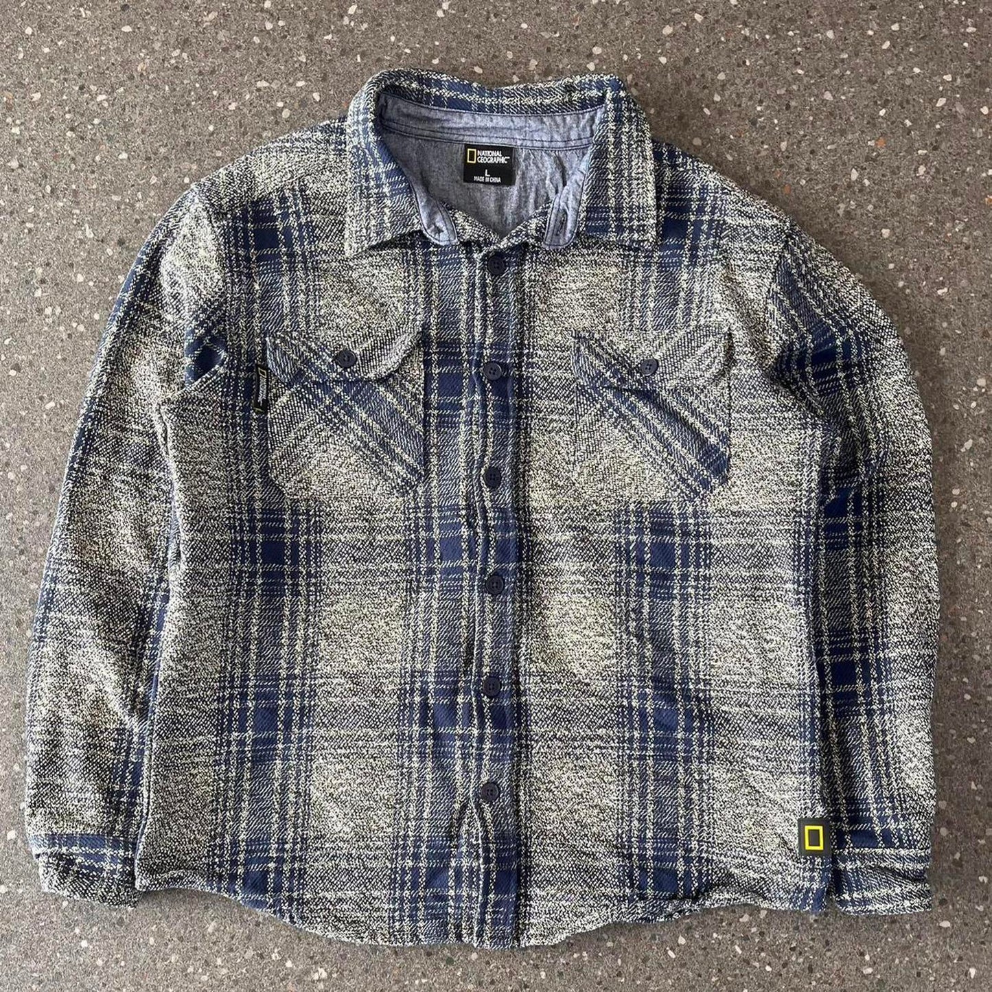 national geographic button up flannel shirt