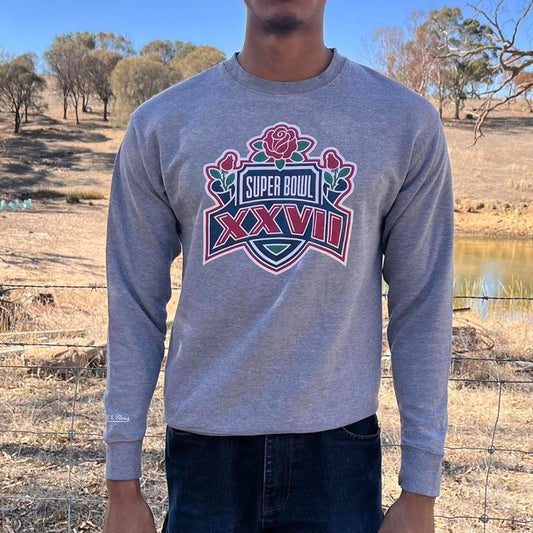 grey mitchell and ness super bowl 27 throwback sweathsirt