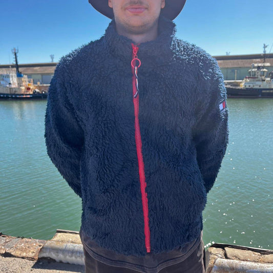 fluffy fleece tommy hilfiger sweater jacket