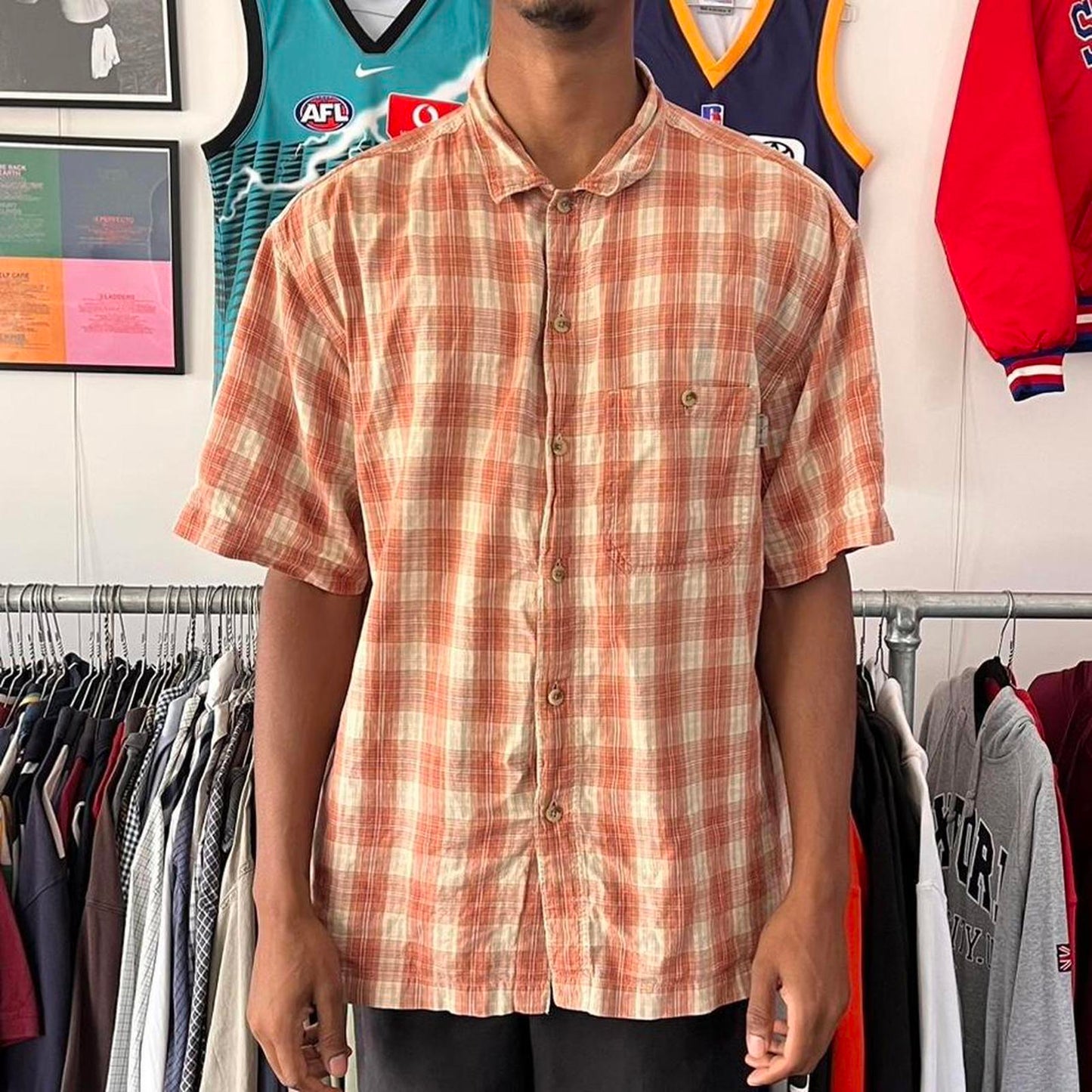 woolrich short sleeved button up shirt