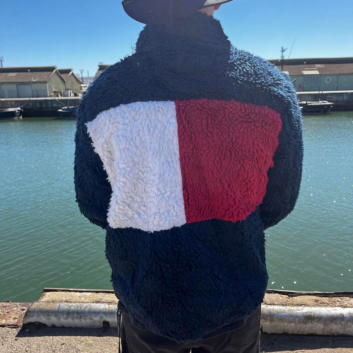 fluffy fleece tommy hilfiger sweater jacket