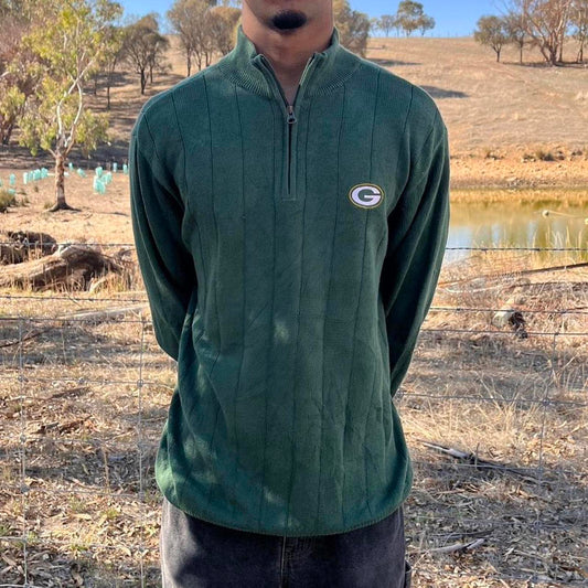 green bay packers cardigan quarter zip jumper