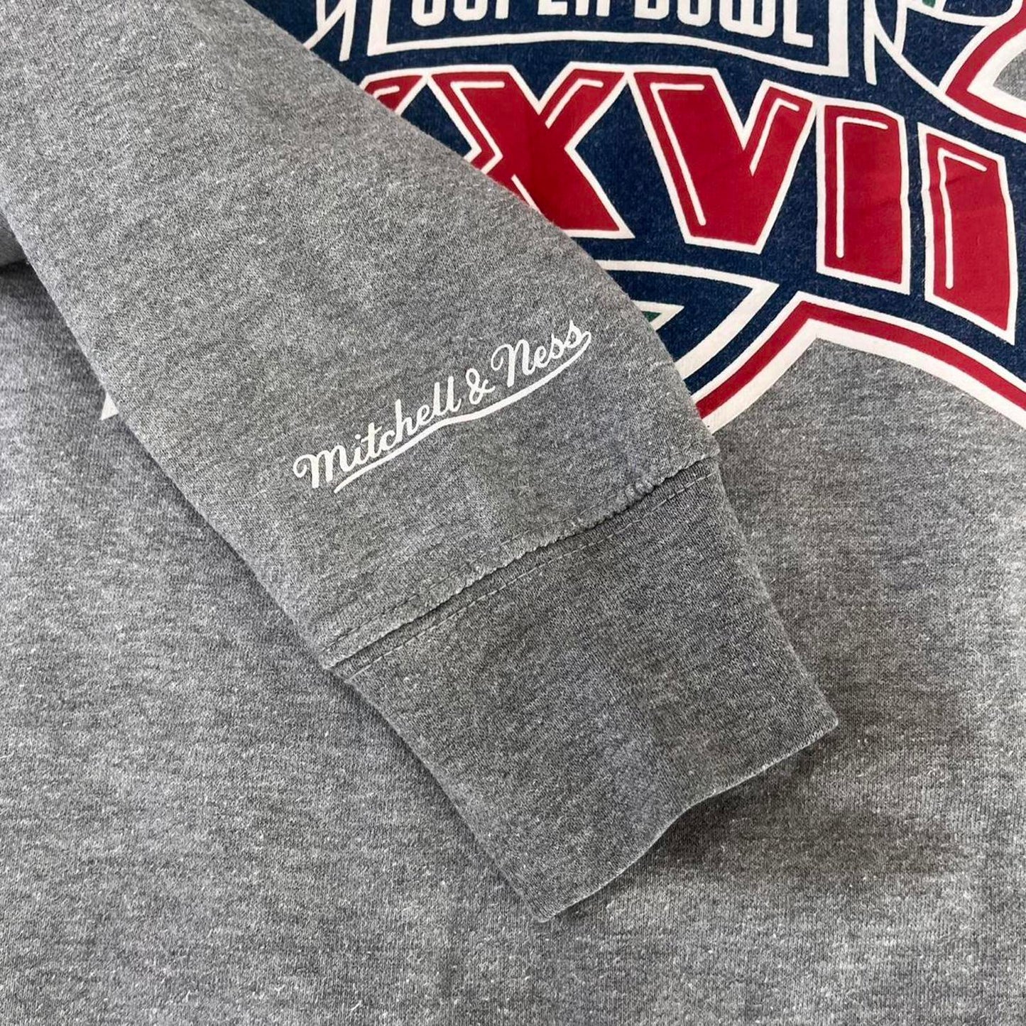 grey mitchell and ness super bowl 27 throwback sweathsirt